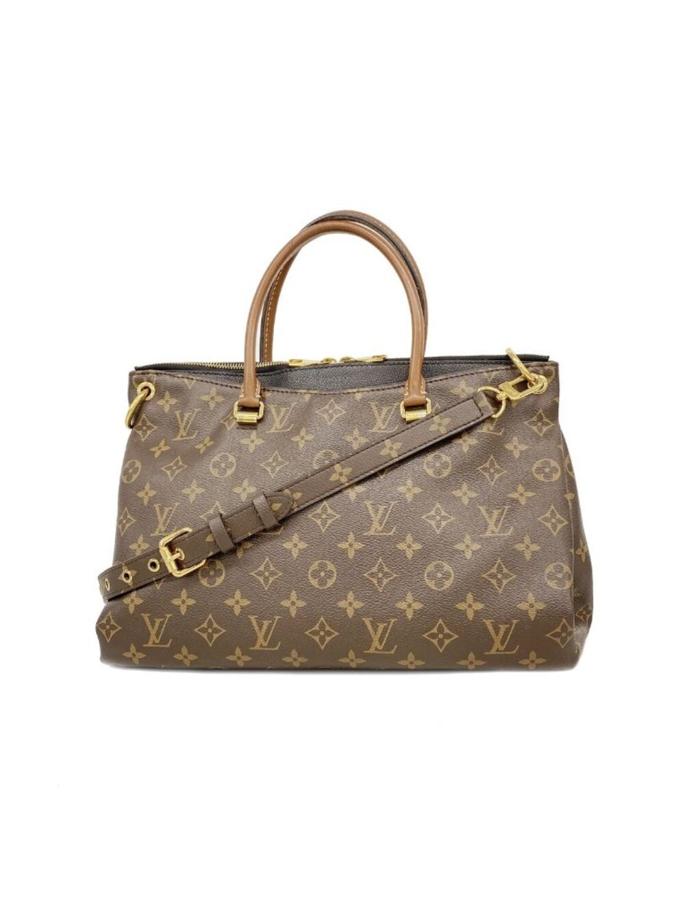Louis Vuitton Handbag Monogram Pallas Brown Noir 2-Way Bag
